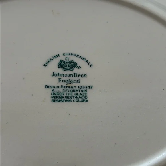 Vintage Johnson Brothers English Chippendale Green Platter - Picture 7 of 8